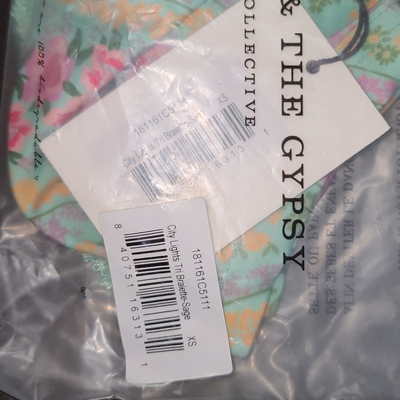 New spell designs city lights tri bralette sage XS